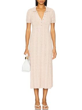 NWOT Free People Amory Cable-Knit Midi Dress in Sand Dollar - S
